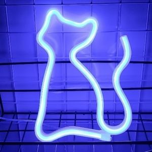 NewBlue Kitty Neon Light Sign Cat Wall Lamp Kitties Cats USB or AAs Night Lights